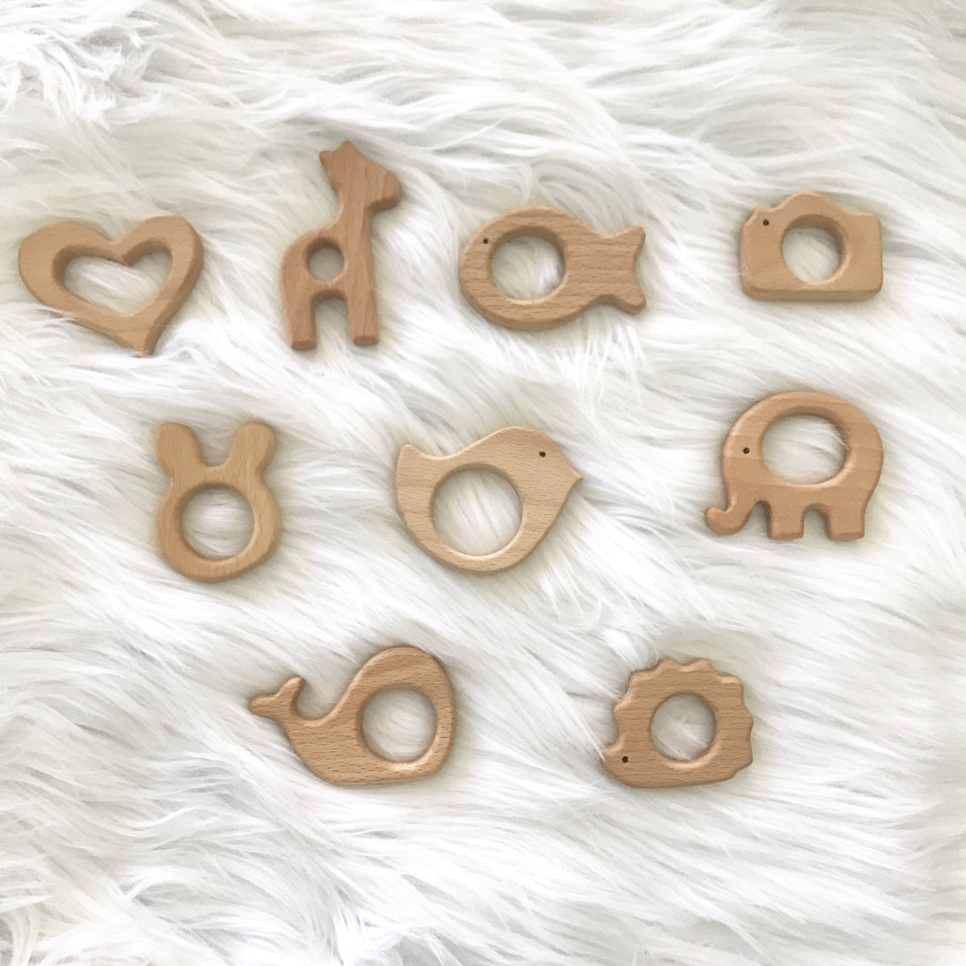 1/3/5Pcs Baby Safe Wooden Teether Bite Wood Teething Toys Animal Heart Star  Car Steamship Shaped Diy Accessories